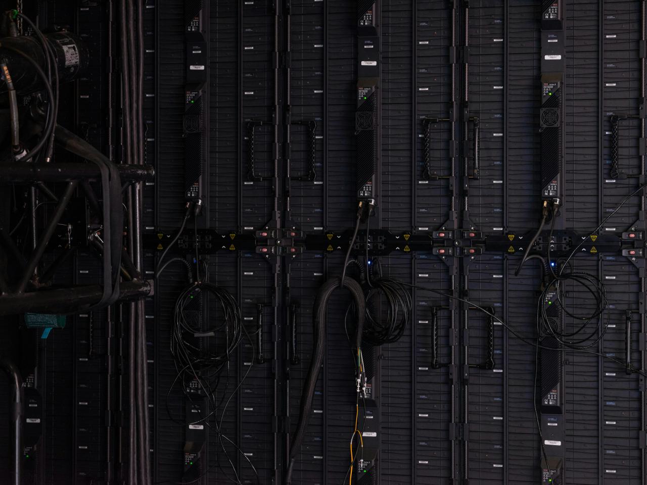 a close-up of a server room