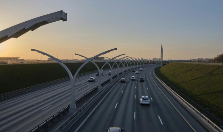 jalan raya dengan mobil di atasnya